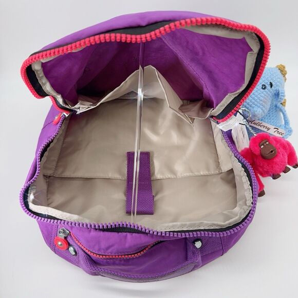 Kipling Seoul Large 15" Laptop Backpack Violet Purple Colorblock Zip Gorilla NWT - Picture 9 of 10